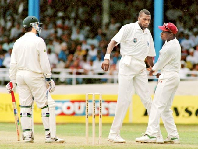 Steve Waugh and Curtly Ambrose: This is a rather famous incident from the 1995 Test at Trinidad between Australia and West Indies. During one of his fiery spells, Ambrose kept giving Waugh his renowned stares every time he beat the bat. Not one to back down, Tugga replied with a verbal volley  What the f*** are you looking at?  An enraged Ambrose threatened to beat the daylight out of Waugh, but Windies captain Richie Richardson intervened and saved the day. Pic/Getty Images