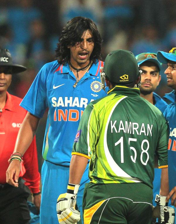 Ishant again... and Kamran Akmal: A usually calm Ishant Sharma lost his cool when he got into a nasty war or words with Pakistan keeper-batsman Kamran Akmal during the Indo-Pak T20 clash in Bangalore in December 2012. As they hurled abuses at each other in the middle of the pitch, the umpires and few teammates had to try and separate the two.