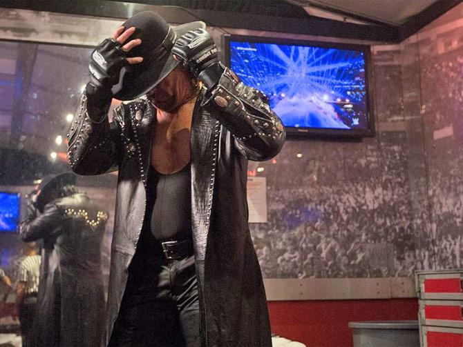 The Undertaker backstage at WrestleMania 32