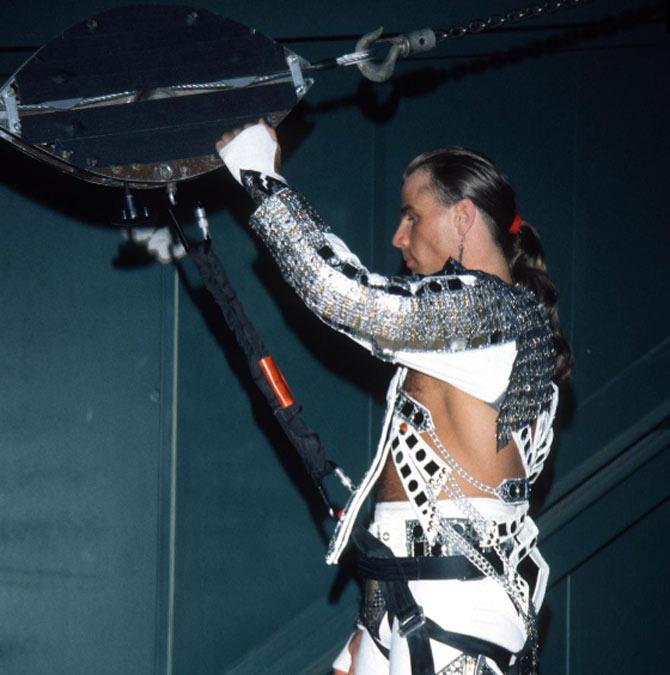 Shawn Michaels gears up before his entrance at WrestleMania XII