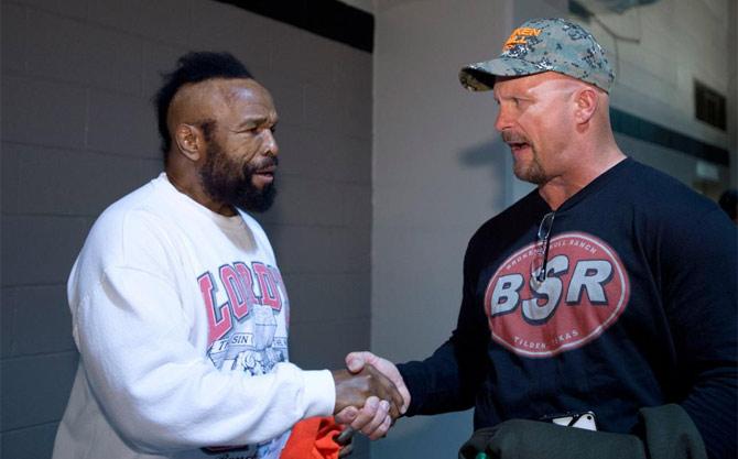 Mr T. along with Stone Cold Steve Austin at WrestleMania 30
