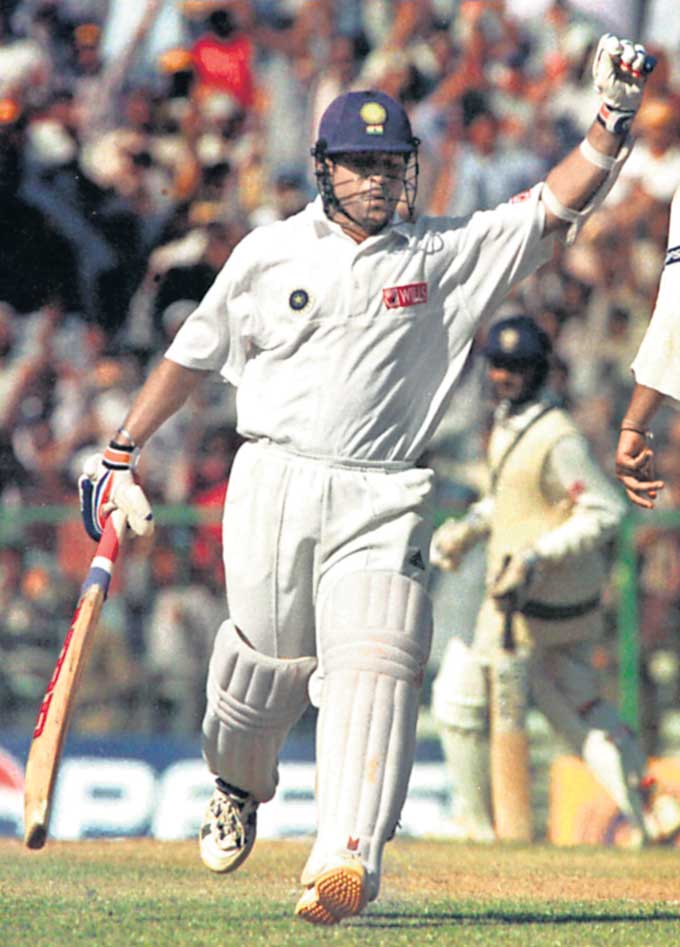 Sachin Tendulkar is over the moon after reaching his ton in Chennai, 1999. It turned out to be an effort in vain