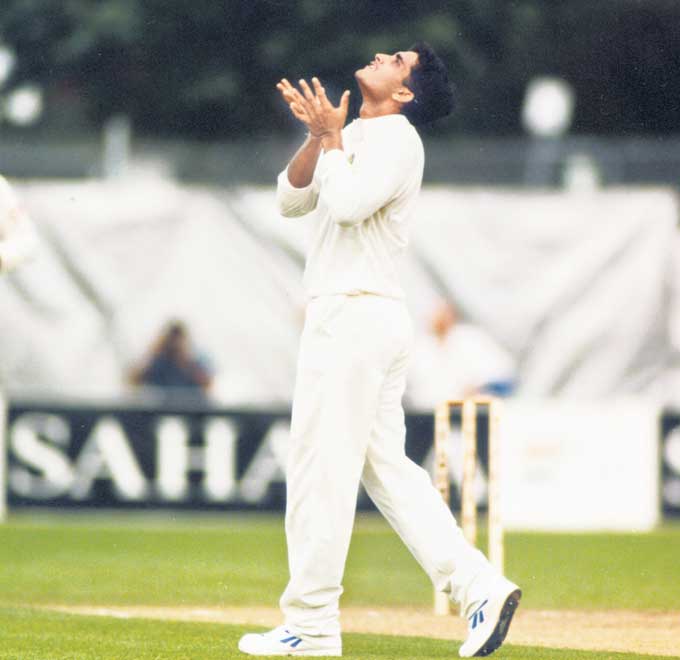 Sourav Ganguly holds on to a catch during the 1997 Sahara series which India won 4-1