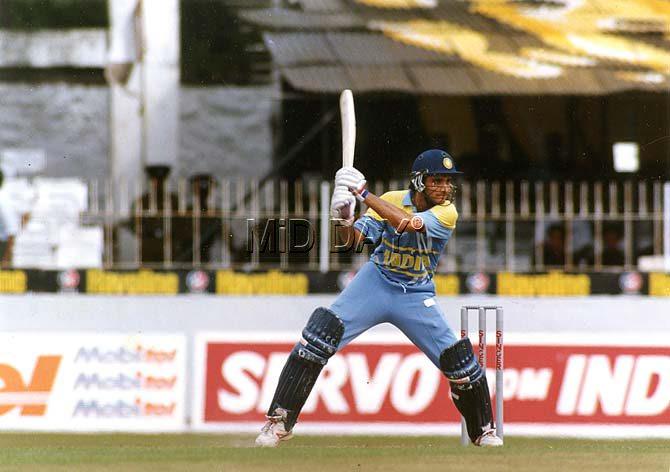 Sourav Ganguly plays one of his trademark shots