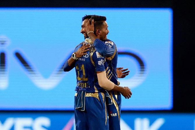 The Pandya brothers - Hardik and Krunal - share a hug