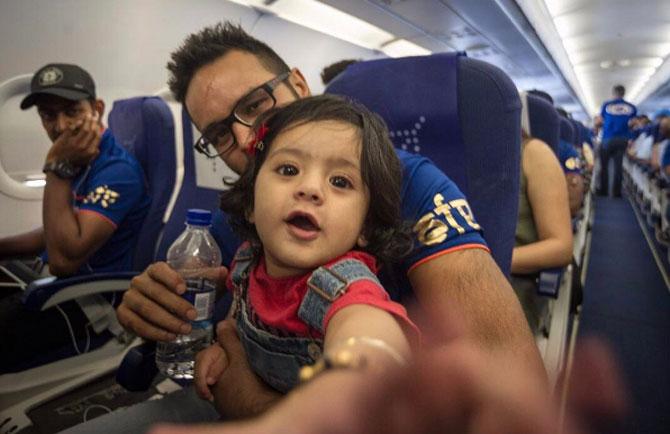 Mumbai wicketkeeper batsman Parthiv Patel with Harbhajan's daughter Hinaya