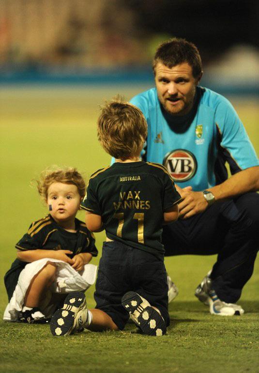 In picture: Former Australia and Chennai Super Kings player Dirk Nannes spends some time with his children. Pic/ AFP