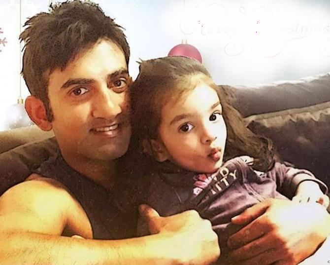 Gautam Gambhir tied the knot with Natasha Jain in 2011. The couple has two daughters together - the elder one is named Aazeen while the younger one is Anaiza. Pic/ Gambhir's Instagram  In pic: Indian cricketer and Delhi batsman Gautam Gambhir with his daughter Aazeen.