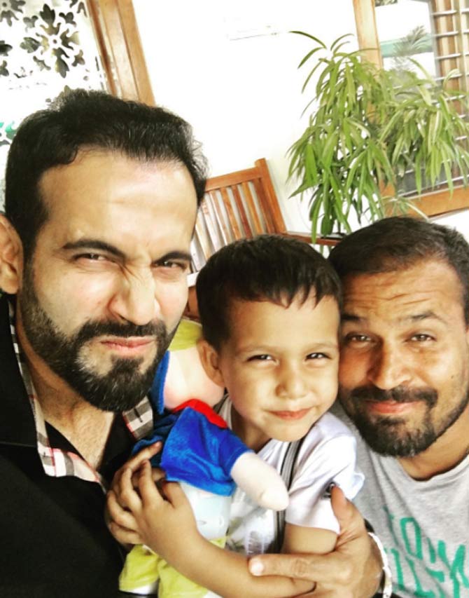 Irfan Pathan has scored 1,105 runs in Tests at an average of 31.57 and 1,544 runs in ODIs at an average of over 23 runs per innings. In picture: Irfan Pathan with his brother Yusuf and nephew Ayan