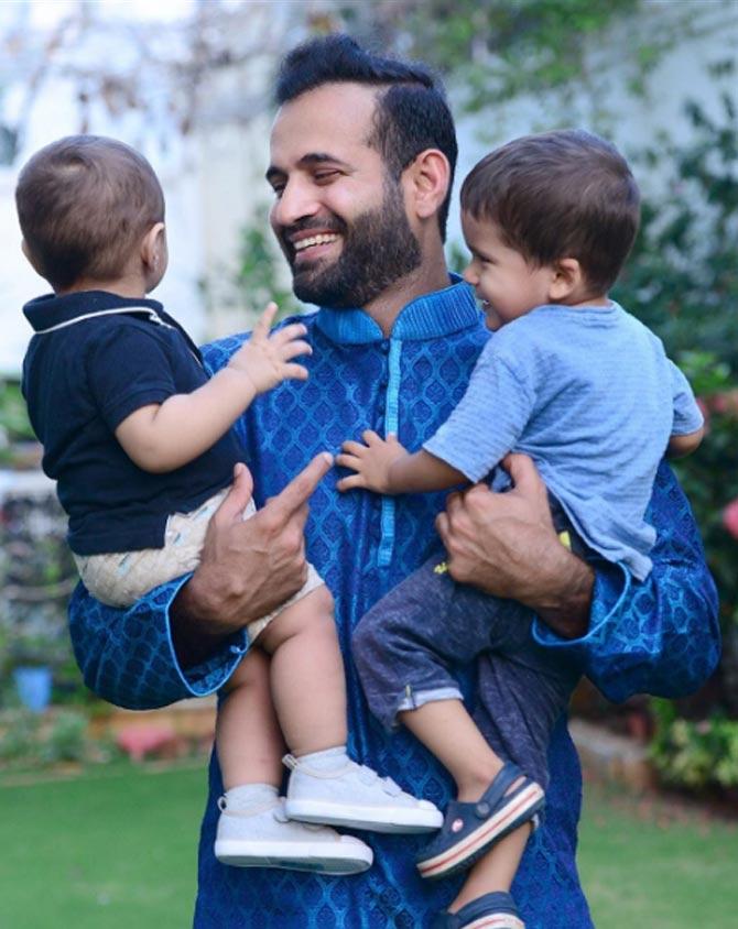 Irfan Pathan has taken 100 Test wickets which came at an average of 32.26 and his 173 wickets in ODIs came at an average of 29.72. In pic: Irfan Pathan with his nephew and son