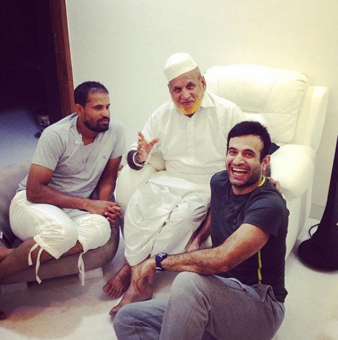 Irfan Pathan was born in Vadodara, Gujarat and he is of Pashtun ancestry. In picture: Irfan and Yusuf Pathan with their father in a candid moment at home
