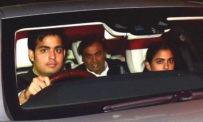 Ambani family arrives to attend the wedding reception of cricketer Rohit Sharma in Mumbai