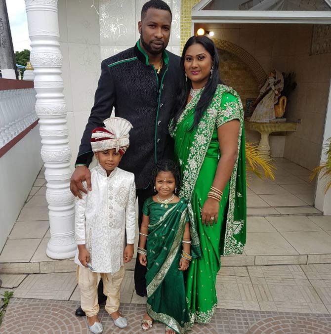 Kieron Pollard is one of the few international cricketers, to have played over 100 ODIs for the national team but never played a Test match. In pic: Kieron Pollard with his wife and kids in Indian attire. Don`t they look great? Kieron Pollard is one of the few international cricketers, to have played over 100 ODIs for the national team but never played a Test match. In pic: Kieron Pollard with his wife and kids in Indian attire. Don`t they look great?