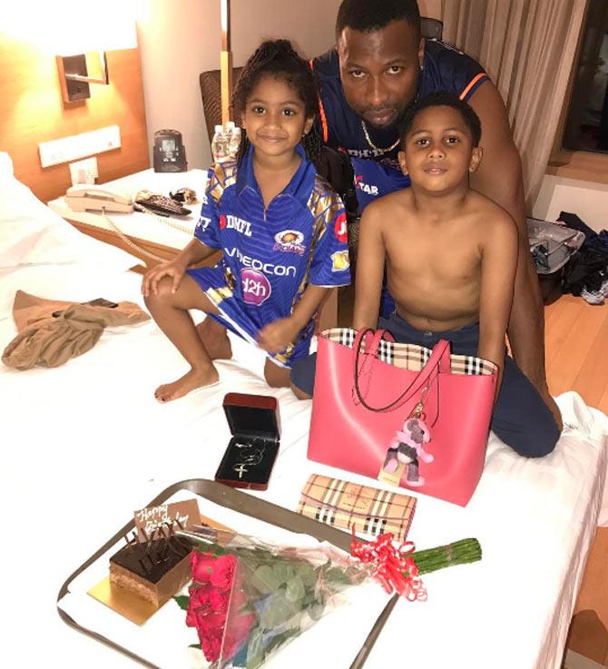 Kieron Pollard`s son`s name is Kaiden.  In picture: Pollard with his son and daughter Kieron Pollard`s son`s name is Kaiden.  In picture: Pollard with his son and daughter
