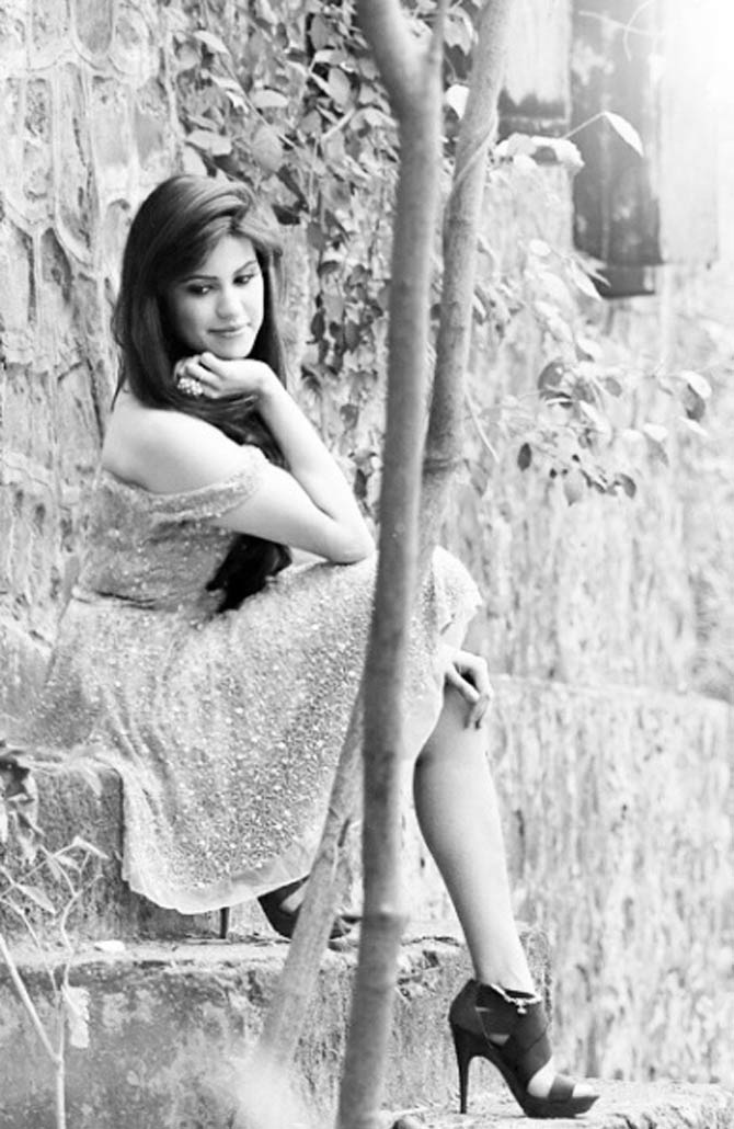 Pankhuri Sharma poses elegantly in this monochrome picture from a photoshoot.