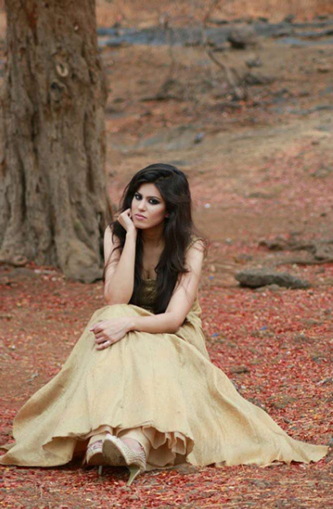 Pankhuri Sharma posted this picture in a golden gown during a shoot