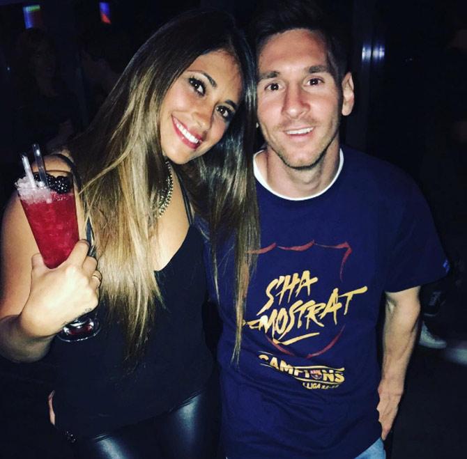 In picture: Lionel Messi and Antonella during a night of clubbing