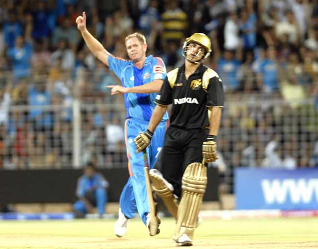 Kolkata Knight Riders: 67: Batting first, KKR collapsed to their lowest IPL total against Mumbai Indians at the Wankhede Stadium, on May 16, 2008. Shaun Pollock grabbed 3 for 12 as Mumbai romped home to an eight-wicket win