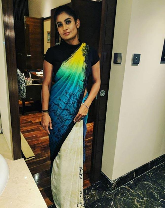 Mithali Raj shared this photo after an event she attended and captioned it: It's never about trying to be different. It's about owning the fact that you already are...#aboutlastnight#eventdiaries.