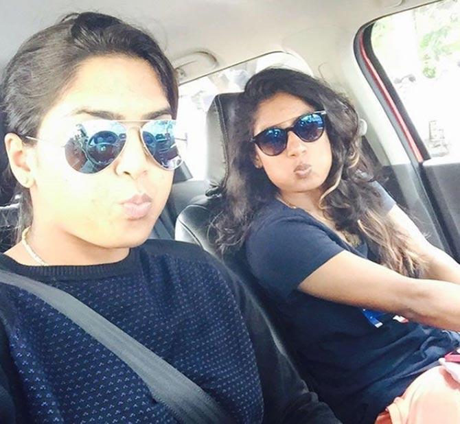 In picture: Mithali Raj with a friend during her time in Bengaluru.
