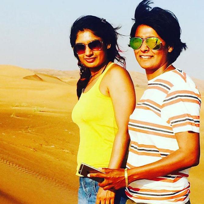 In picture: Mithali Raj and her 'bestie' during a Desert Safari.