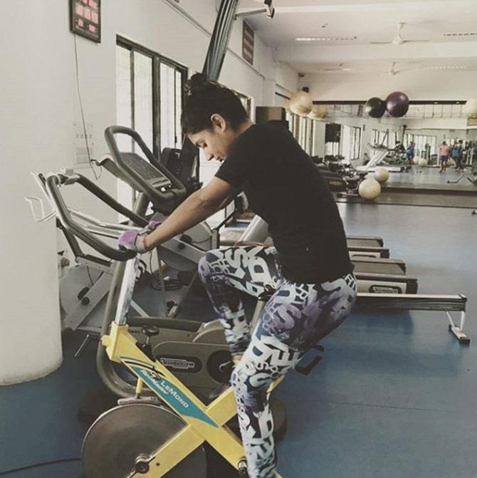 In picture: Mithali Raj training hard at the gym in Bengaluru.