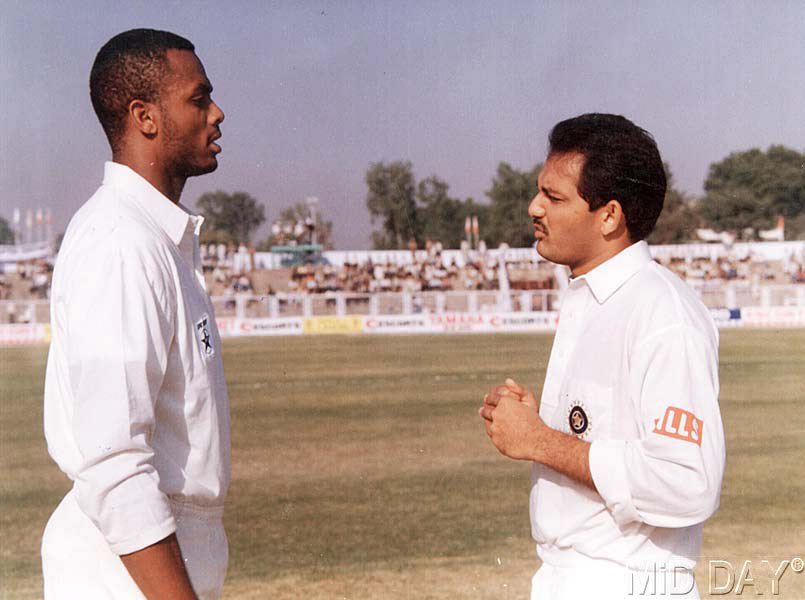 In picture: Azhar face to face with legendary West Indies pacer Courtney Walsh