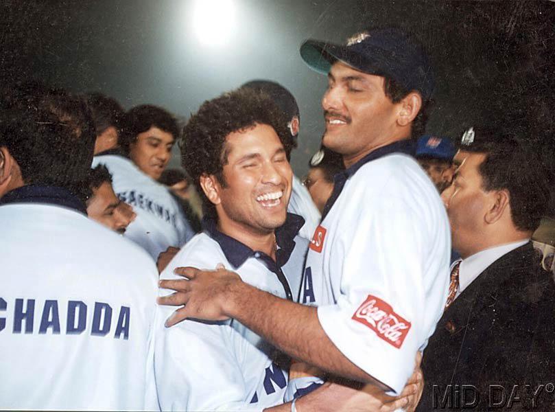Mohammad Azharuddin led the Indian team to victory in 90 One Day Internationals, the highest until M.S. Dhoni surpassed him on September 2, 2014. Mohammad Azharuddin's 14 test match wins as captain was a record until Sourav Ganguly overtook him with 21 test match wins to Ganguly's name. In picture: Mohammad Azharuddin with Sachin Tendulkar rejoicing after they win a match.