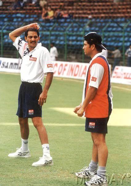 Mohammad Azharuddin was initially married to Naureen in 1987. Mohammad Azharuddin also had two sons with her. In picture: Mohammad Azharuddin with Sachin practising in the nets on April 18, 1999