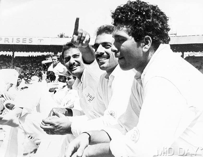In picture: Mohammad Azharuddin with Ajay Sharma and Tendulkar at a prize distribution after a Test at Wankhede on Feb 23, 1993.