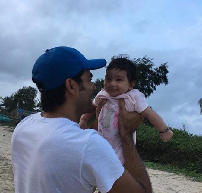 Mohammad Kaif shared this photo with his daughter Eva during a family trip to Goa.