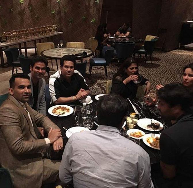 In picture: Mohammad Kaif with Sachin and Anjali Tendulkar at Zaheer Khan's wedding reception.