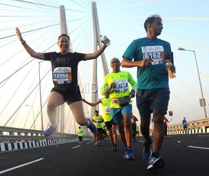 The runners were in high spirits at the Mumbai Marathon 2018