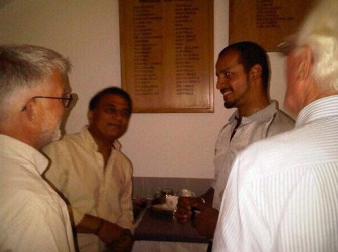 Murali Kartik shared this image from his playing days, pictured here with Sunil Gavaskar. Kartik captioned, '@SomersetCCC players standing in front of the Honors Board listing the Overseas players of the county. Photo courtesy #JayHanmatgad' Murali Kartik shared this image from his playing days, pictured here with Sunil Gavaskar. Kartik captioned, '@SomersetCCC players standing in front of the Honors Board listing the Overseas players of the county. Photo courtesy #JayHanmatgad'