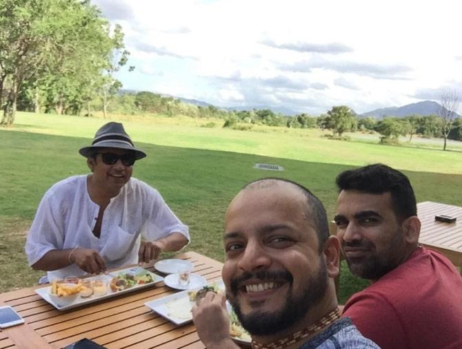 Murali Karthik enjoying some grub with Ajay Jadeja and Zaheer Khan, Kartik wrote, 'Dambulla what a stunning place.. Aaj tho chutti ka din hai... Luncheon with mother nature and @zakkhan34 and @travellermaan' Murali Karthik enjoying some grub with Ajay Jadeja and Zaheer Khan, Kartik wrote, 'Dambulla what a stunning place.. Aaj tho chutti ka din hai... Luncheon with mother nature and @zakkhan34 and @travellermaan'
