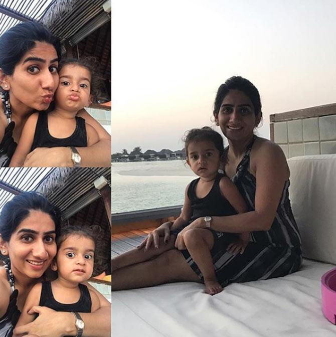 Nikita Vijay captioned this picture as, 'Me and mine chillin. Last day in Maldives #dreamvacation #untilnexttime #funtimes #familyholiday #lovetoall'