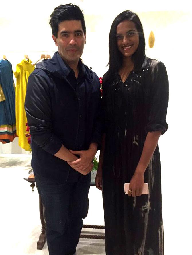 PV Sindhu with fashion designer Manish Malhotra
