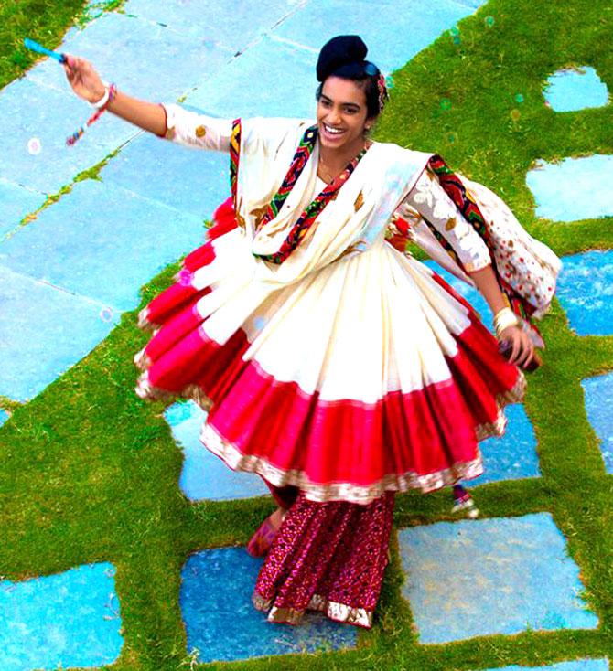 PV Sindhu in traditional Gujarati attire