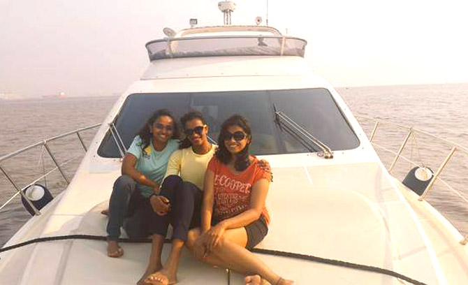 PV Sindhu has won a silver medal at the 2016 Rio Olympics. In picture: PV Sindhu chilling with few friends on a yacht