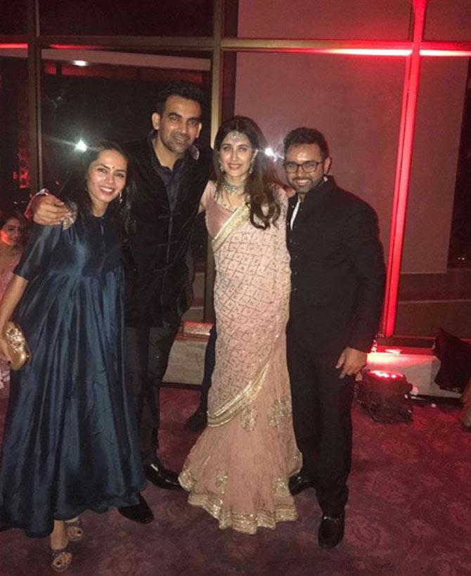 In picture: Parthiv Patel with wife Avnee at Zaheer Khan and Sagarika Ghatge's wedding reception