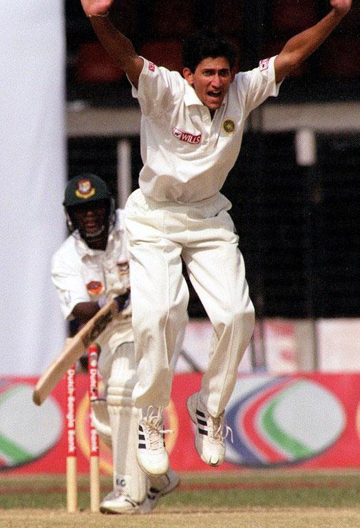 Ajit Agarkar claimed two wickets apiece in the two innings, including Aminul Islam both times. Chasing 63 to win, India romped home by nine wickets 