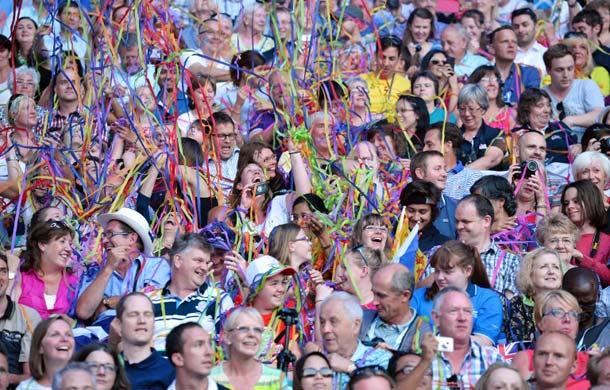 Spectators watch during the opening ceremony of the 2014 Commonwealth Games