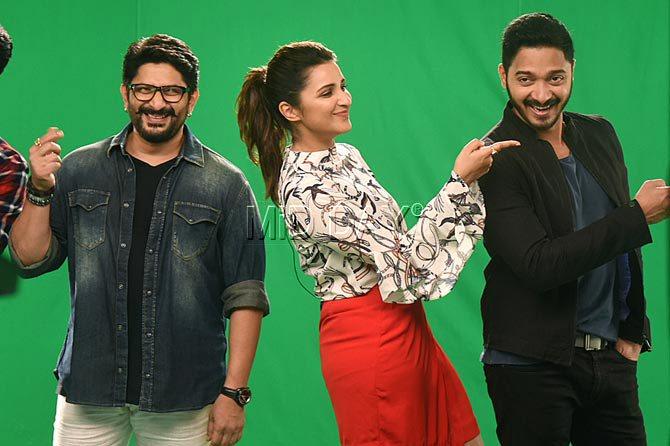 Arshad Warsi, Parineeti Chopra and Shreyas Talpade at the promotional event for 'Golmaal Again' at a five-star hotel in Juhu, Mumbai