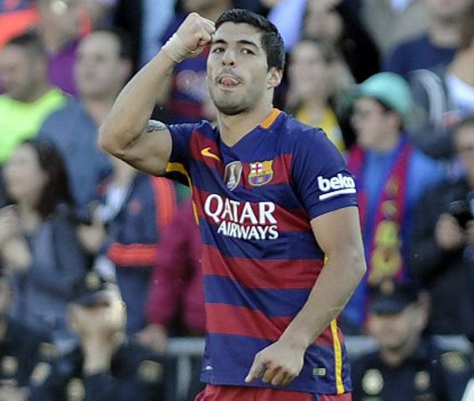 . L Suarez (Barcelona) - 40 2. C Ronaldo (Real Madrid) 35 3. L Messi (Barcelona) 26 4. K Benzema (Real Madrid) 24, Neymar (Barcelona) 24 6. A Griezmann (Atletico Madrid) 22 7. A Aduriz (Athletic Bilbao) 20 8. G Bale (Real Madrid) 19 9. R Castro (Real Betis) 18 10. Borja        (Eibar) 17, Lucas (Deportivo La Coruna) 17 