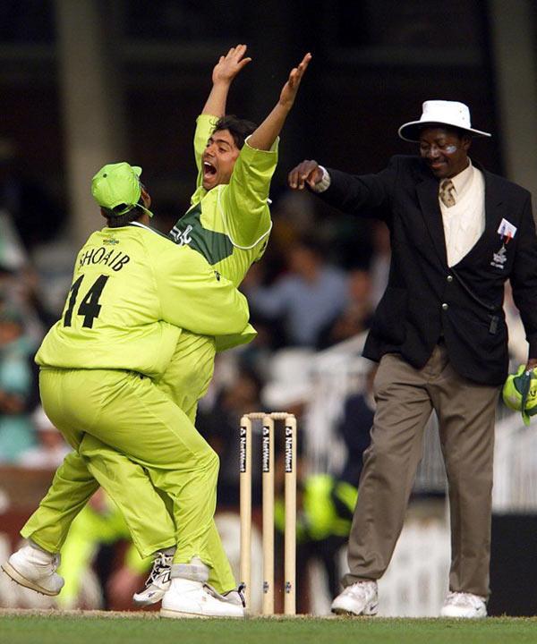 Saqlain Mushtaq (Pakistan): The spinner scalped the wickets of Henry Olonga, Adam Huckle and Pommie Mbanga in the match against Zimbabwe during the 1999 World Cup at the Oval in London on 11 June. (Pic/ AFP)