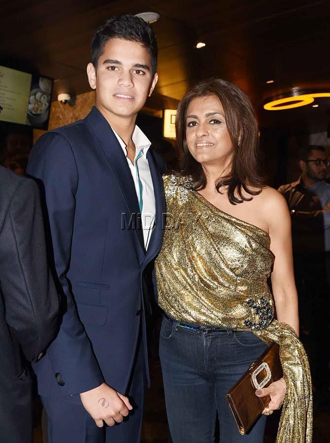 Arjun Tendulkar with Chhaya Momaya at 'Sachin: A Billion Dreams' party