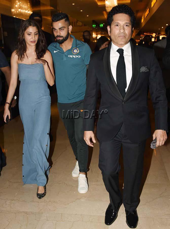 Sachin Tendulkar, Virat Kohli and Anushka Sharma