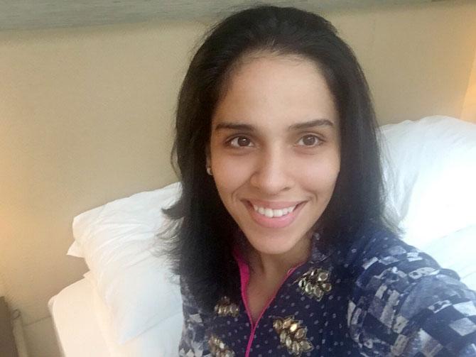 Ace shuttler Saina Nehwal underwent surgery on her right knee at the Kokilaben Dhirubhai Ambani Hospital recently and is likely to remain off the badminton courts for at least 4 months. She spent the time meeting Bollywood stars like Amitabh Bachchan, Deepika Padukone, Charmee Kaur, singer Shweta Pandit and 'Comedy Nights with Kapil' fame Sumona Chakravarti. All pics courtesy Saina's Twitter account