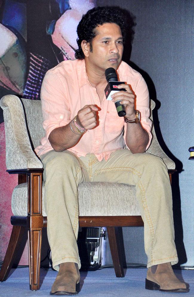 Sachin Tendulkar addresses the audience at the event