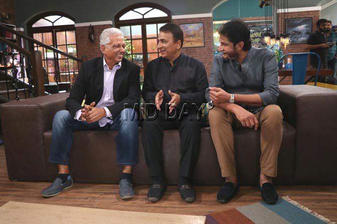 Mohinder Amarnath, Sunil Gavaskar and Sandeep Patil on sets